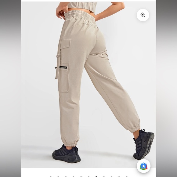 NEW FIRM ABS CREAM TAN CARGO PANTS TRACK JOGGERS MEDIUM - Picture 7 of 9